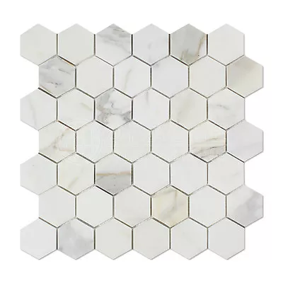 Calacatta Gold (Italian Calcutta) Marble 2 Inch Hexagon Mosaic Tile • $9.50