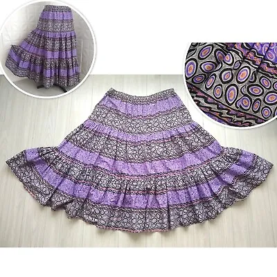 Vintage 90s Purple Circle Skirt Maxi Halloween Witchy Tiered Elastic XL - 4X • $68.43