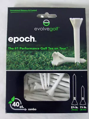 Evolve Epoch Performance Tees 40Pk Mix (2.75  1.5 ) White Golf Tee NEW • $11.99