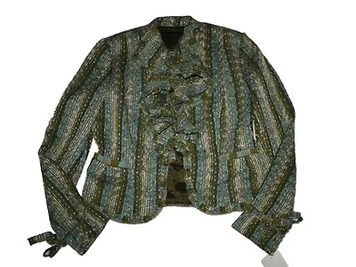 New Ladies Women ECI New York Green Ruffle Jacket Blazer Size 6P 6 Petite • $29.99
