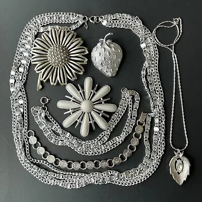 All Signed SARAH COV Vintage Silver Tn Brooch Pin Bracelet Necklace Lot A789 • $12.50