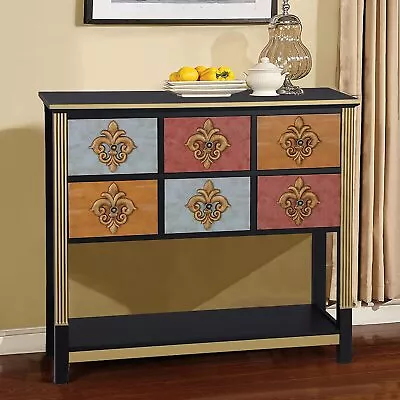 Accent Storage Cabinet Wooden Vintage Entryway Hallway Console Table W/6 Drawers • $249.99