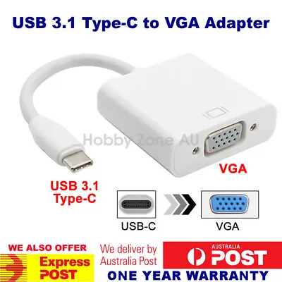 USB 3.1 Type-C USB-C To VGA 1080p HDTV Adapter Cable Samsung S10  MacBook Huawei • $9.85
