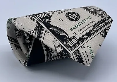 Money Dollar Bills 50s 100s Tie Stop Mens Necktie Tie 56  X 4  Silk Novelty • $9.49