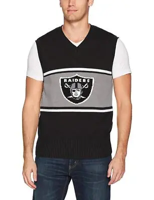 Too Cool! New  Las Vegas Oakland Raiders Men's Sweater Vest Size L RETRO S115 • $35.09