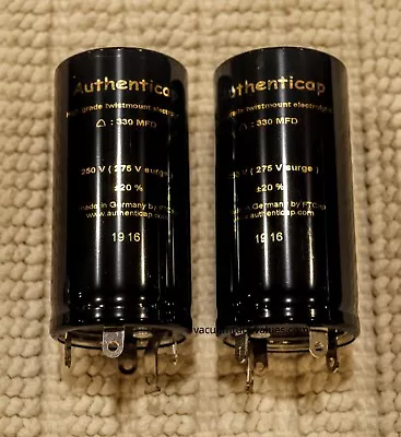 PAIR TWO 330 UF MFD 250V Twist Lock Capacitor Authenticap KTL33 MC225 MC240  AMP • $92.95