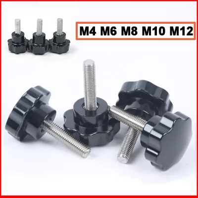 £1.50 • Buy M4 - M12 Black Plastic Rosette Pentagram Star Thumb Screws Hand Grip Knob Bolts