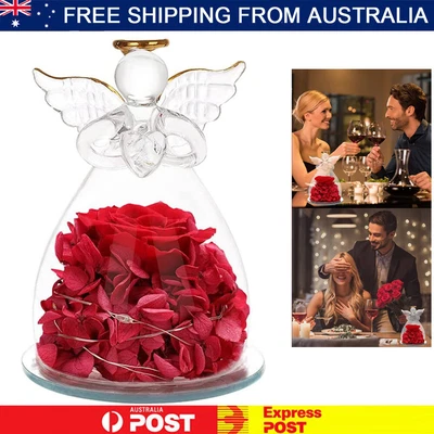 $14.90 • Buy LED Galaxy Eternal Flower Rose In Glass Light Up Enchanted Lamp Valentine's Gift