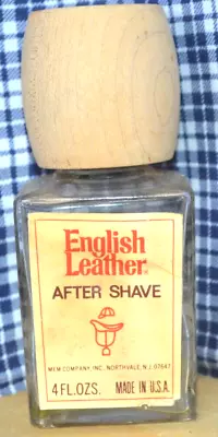 Vintage English Leather After Shave Bottle W/Wood Lid MEM Co. USA North Vale NJ • $15