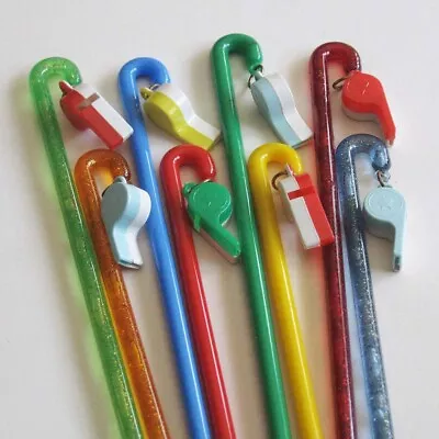 Vintage Swizzle Stick Set 8 Plastic Drink Stirrers  Whistle For Your Drink  6  • $9.50