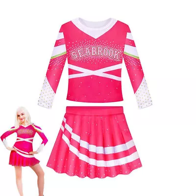 Kids Zombies 3 Cheerleader Costume Top Pleated Skirt Uniform Outfit Girl Fancy • £20.49