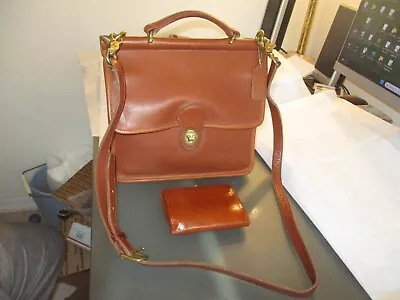 Vintage Coach Leather Willis Crossbody Bag Purse British Tan 9927 With Wallet • $250