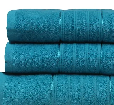 Egyptian Hand Towel Designer 100% Cotton Luxury Soft Fluffy Plush Towels Teal • £3.89