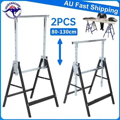 $78.88 • Buy 1 Pair Saw Horse Trestle Steel Foldable Work Bench Stand Support Legs Quality