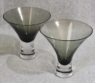 Morgantown Set Of 2 Martini Cocktail Glasses Smoke Normandie Vintage MCM Retro • $23.87