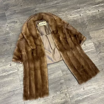 Vintage John F Marhoul Genuine Brown Mink Fur Shawl Wrap NO SIZE (Medium) • $50