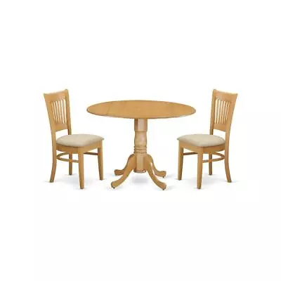 DLVA3-OAK-C 3 Pc Kitchen Nook Dining Set-Kitchen Table And 2 Slat Back Chairs • $309.40