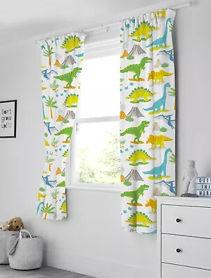 Bloomsbury Mill Dinosaur Jurassic Childrens Curtains Bedroom  Kids Pair Tieback • £34.99