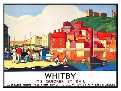 Whitby By Train Plaque Retro Art Poster Metal Sign Vintage Sign Tin • £3.94