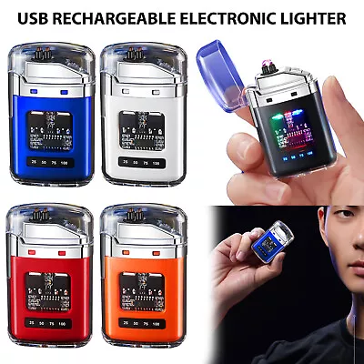 Usb Electric Lighter Finger Print Touch Fire Plasma Double Arc Windproof Metal • £7.99