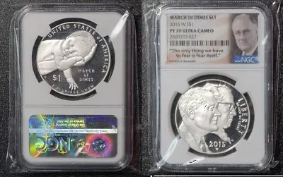 2015 W March Of Dimes Proof Silver Dollar Ngc Pf70 Ultra Cameo 3026-27 • $69.95
