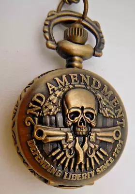 Pendant Locket Watch W/ Chain 2nd Amendment Mens   Defending Liberty Since 1791  • $11.84