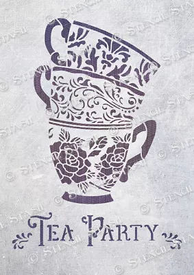 Alice Tea Party STENCIL 4 Sizes ATP Cups Furniture Kids Craft SUPERIOR 250 MYLAR • £5