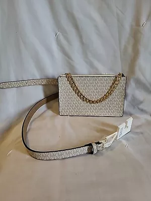 Michael Kors White MK Signature Fanny Pack Belt Bag NEW  • $26.96