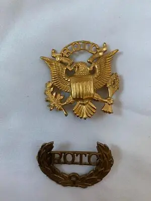 2! Vintage ROTC Hat Cap Beret Badge Pin Metal Jewelry Military Eagle Wreath • $17.28