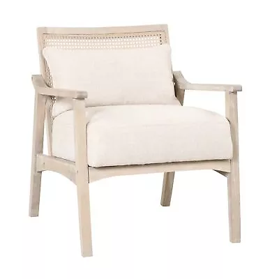 Mid-Century Accent Arm Chair With Lumbar Pillow Retro Rattan Back - EAT 3.17 • $287.99