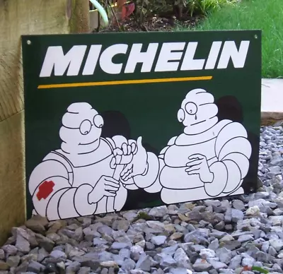 Michelin Enamel Sign - Featuring Two Bibendum / Michelin Men - Iconic Rare Sign • £120
