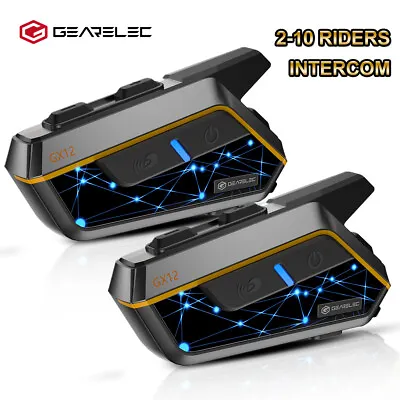 2PCS 10Riders Motorcycle Intercom Bluetooth Helmet Headset HiFi EQ Music Sharing • $149.99