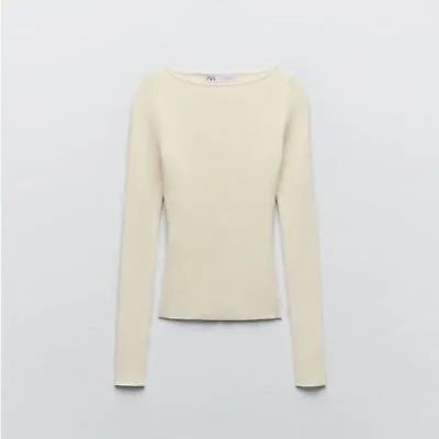 Zara Women’s New Boatneck Ribbed Knit Long Sleeves Sweater Top XS • $15