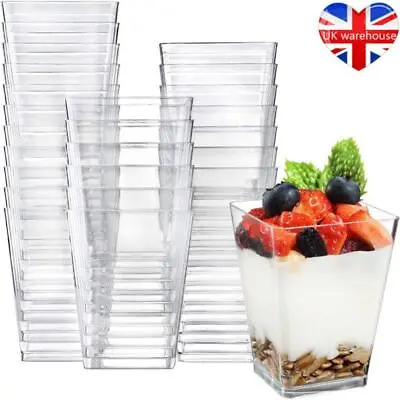 50pcs Dessert Cups Party Small Plastic Dessert Cups Disposable Ice Cream Cup UK • £4.90