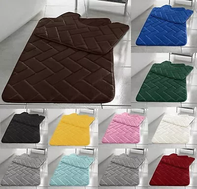 £10.29 • Buy Block Memory Foam Bath Mat 2 Piece Set Non Slip Pedestal And Bath Mat Toilet