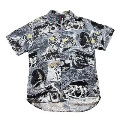 Jams World Men's Vincent Grey Black Motorcycle Print Shirt S • $125