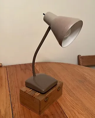 Vintage 60’s - 70s Gooseneck Lamp Desk Lamp Metal Office Table Light Brown & Tan • $25