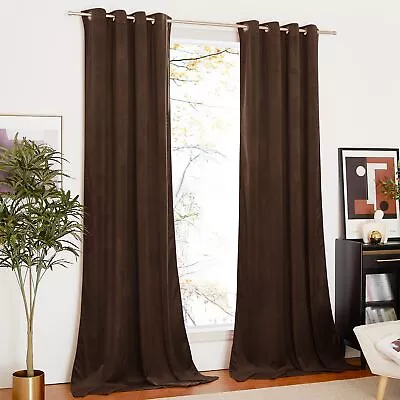 Velvet Textured Curtain Panels Media Movie Theater Room W52 X L84 Brown • $62.30