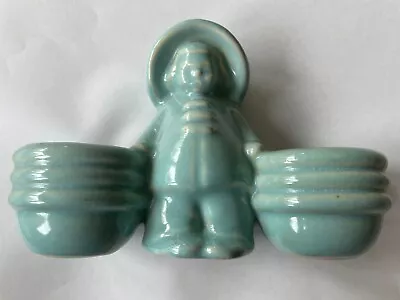 Vintage Light Blue Glazed Ceramic Asian Girl Planter Double Baskets Mid Century • $16