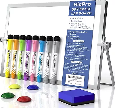 £17.99 • Buy White Board With Stand Magnetic With Marker Pens Eraser Magnets A3 Double Sided