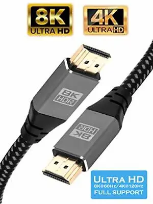 Premium 4k/8k Hdmi Cable 2.0/2.1 High Speed Gold Plated Braided Lead 4320p 3d • £9.95