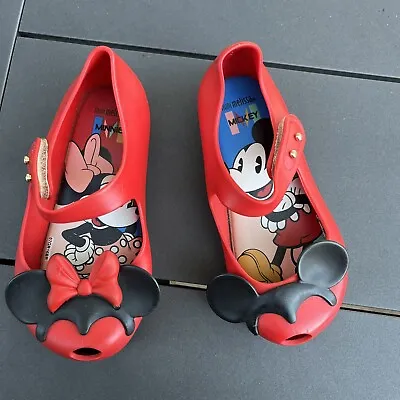 Mini Melissa Ultragirl Disney Red Minnie And Mickey Mouse Shoes Toddler Size 9 • $34.99