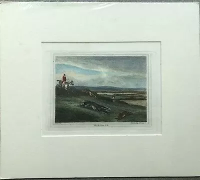 Original Antique Matted Hunting Print S Howitt Coursing 2 Long Dogs Rabbit • £24