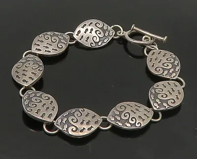 DESIGNER 925 Sterling Silver - Vintage Shiny Fish Motif Chain Bracelet - BT9238 • $129.13