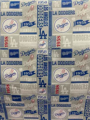 100 % Cotton Fabric - 45   Wide -  La Dodgers Theme Sold By Yard • $20.99