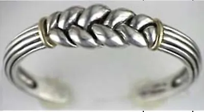 KABANA Braided Sterling Silver & 14K Gold Cuff Bracelet Brand New • $445.50