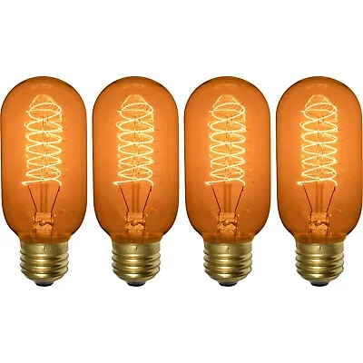 4 Pack Of T45 Vintage Edison Light Bulbs Tubular Style 60W Dimmable 2220K • $14.99