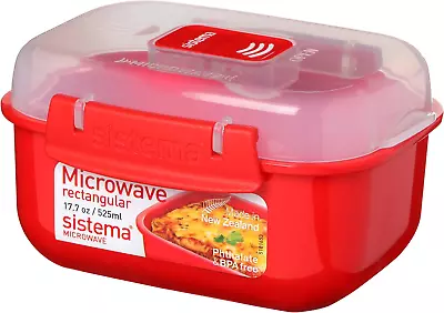 Sistema Rectangle Microwave Container | 525 Ml | BPA-Free | Red/Clear • £6.08