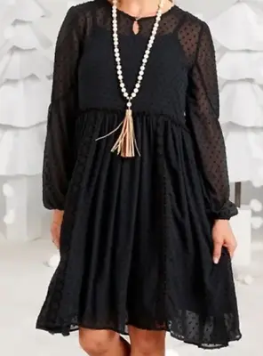Matilda Jane  Beautiful Womens Sheer  Overlay Black Dot Dress Size S • $20