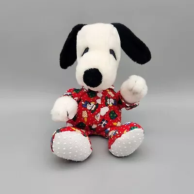 Vintage Applause Snoopy In Christmas Pajamas Plush 9  Stuffed Animal Toy *No Tag • $6.99